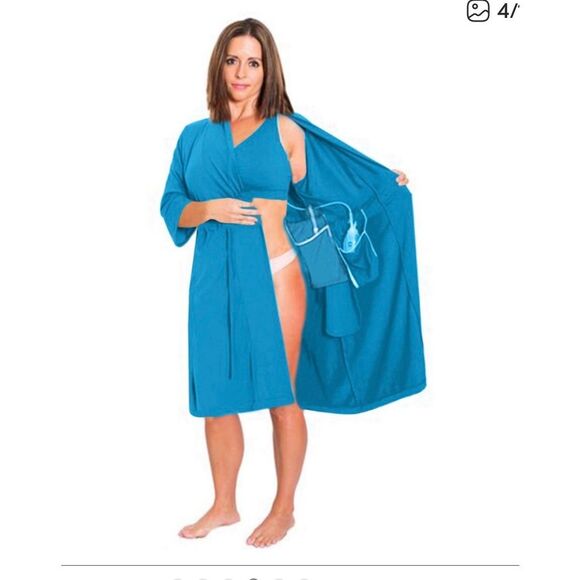 Brobe Post Surgery Royal Blue Robe 6 Internal Pockets Sz L NWOT - Picture 2 of 10